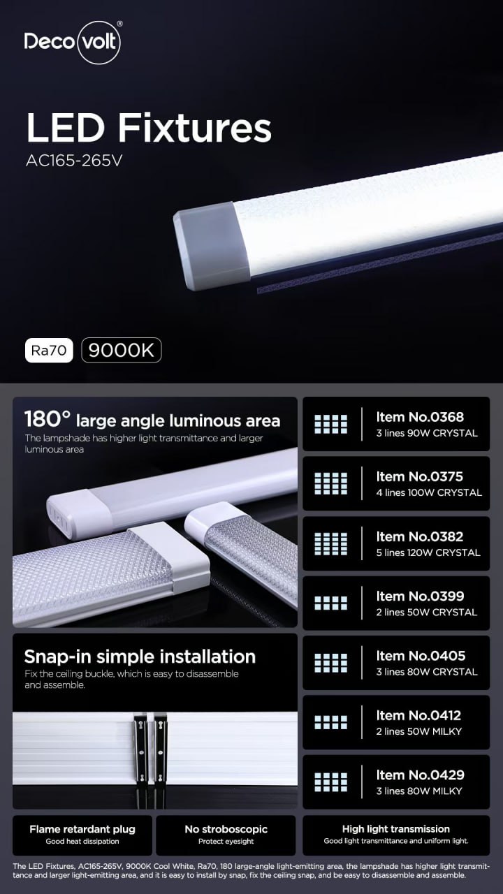 شمعة 3خط 80W-9000K كفر معتم حديث ديكوفولت0429